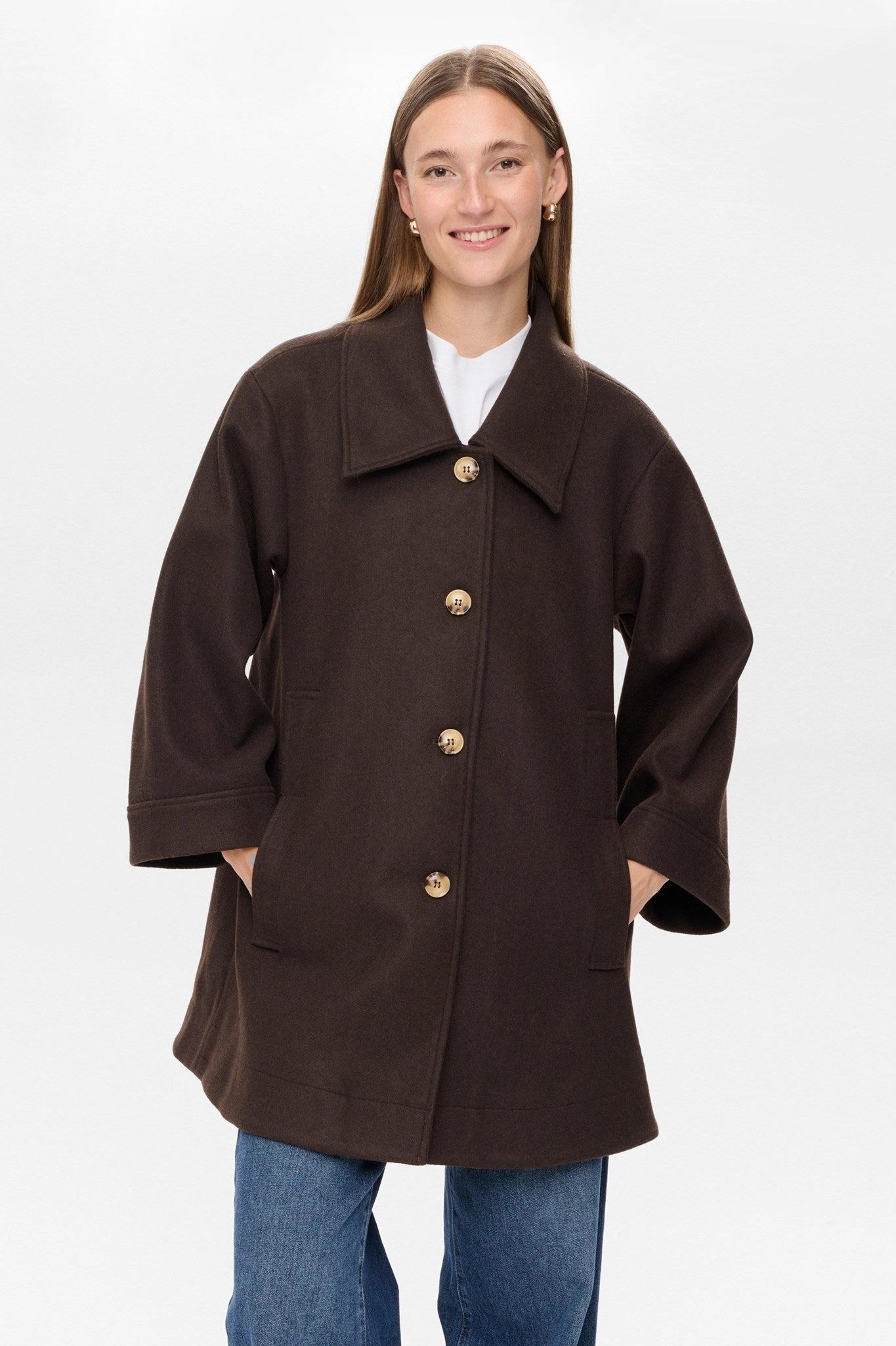 RibbedTrims NUKIMBERLY COAT - Black Coffee
