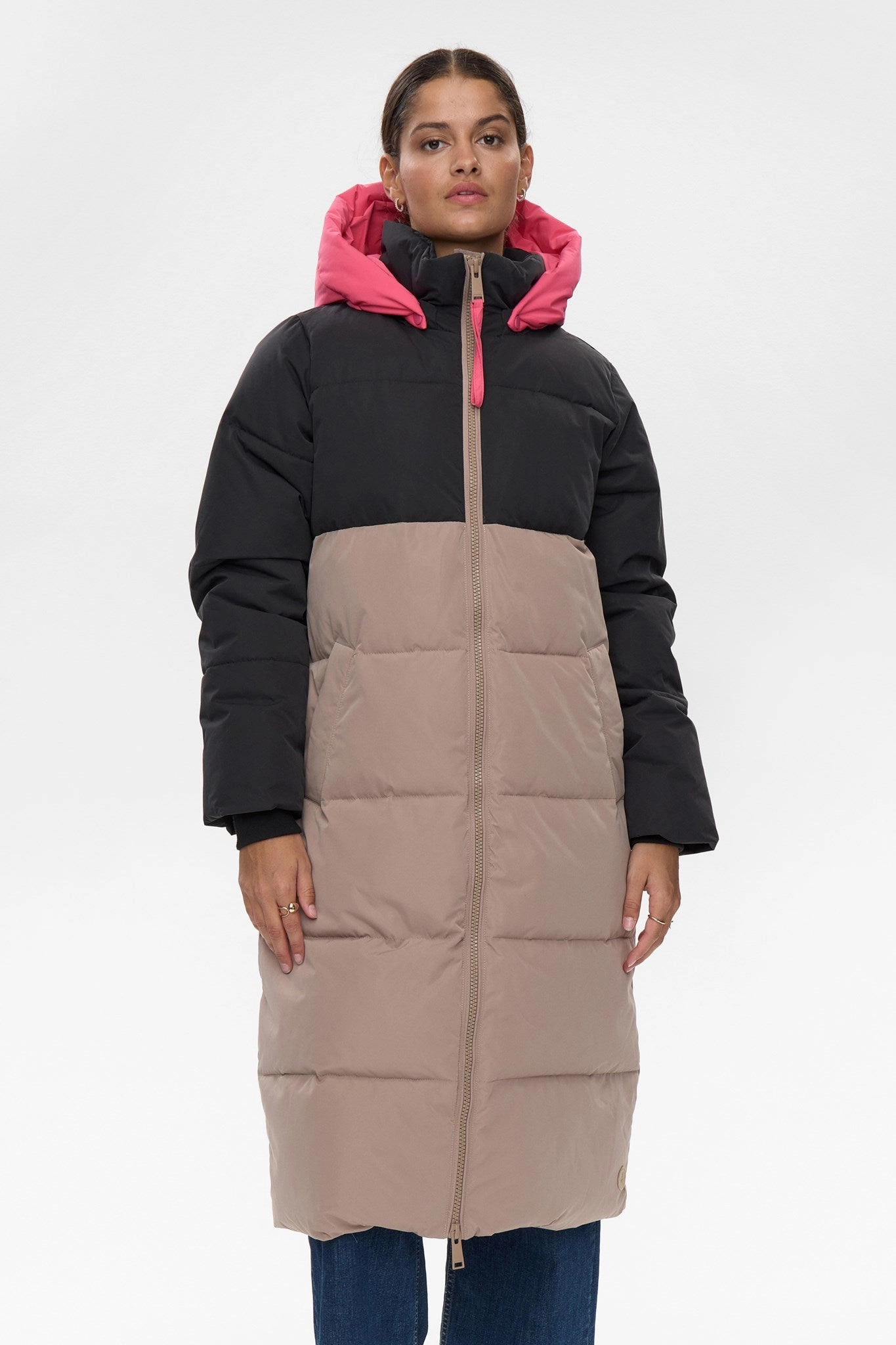 NUTRIANE LONG JACKET - Taupe Gray Daily Commute Soft Lined Interior