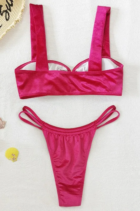 O-Ring High Waisted Pink Two Piece Bikini Swimsuits