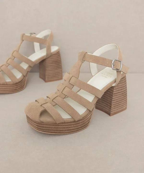 Oasis Society Hailee - Gladiator Platform Heel Sandals, Khaki