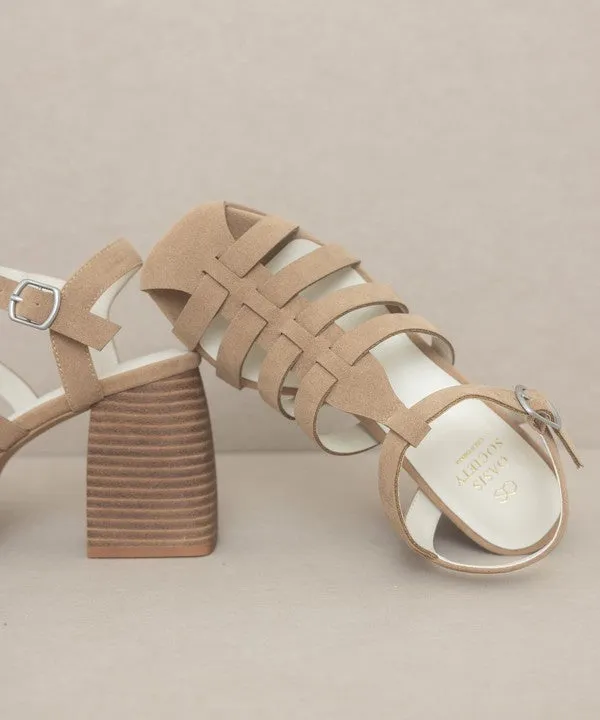 Oasis Society Hailee - Gladiator Platform Heel Sandals, Khaki