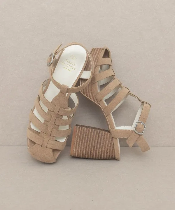 Oasis Society Hailee - Gladiator Platform Heel Sandals, Khaki