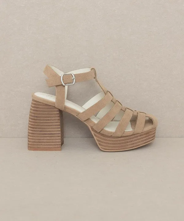 Oasis Society Hailee - Gladiator Platform Heel Sandals, Khaki