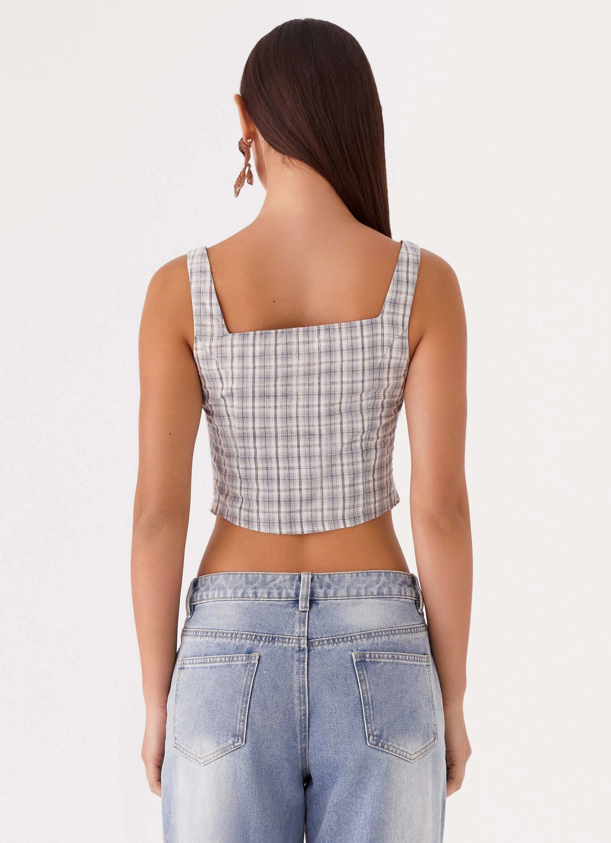 Oasis Dreams Tie Top - Check LightReflectiveTrim