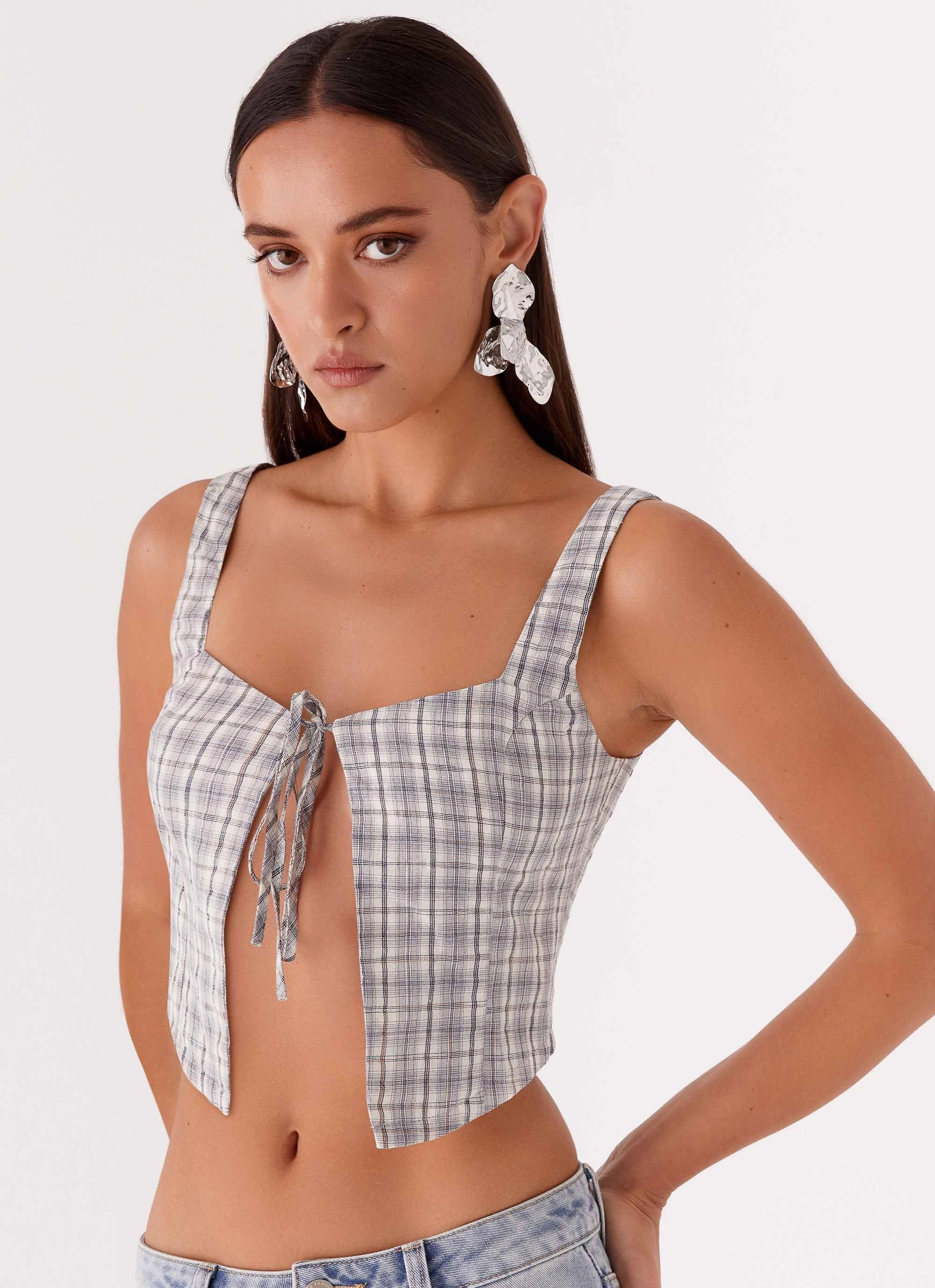 ShockAbsorbing Oasis Dreams Tie Top - Check