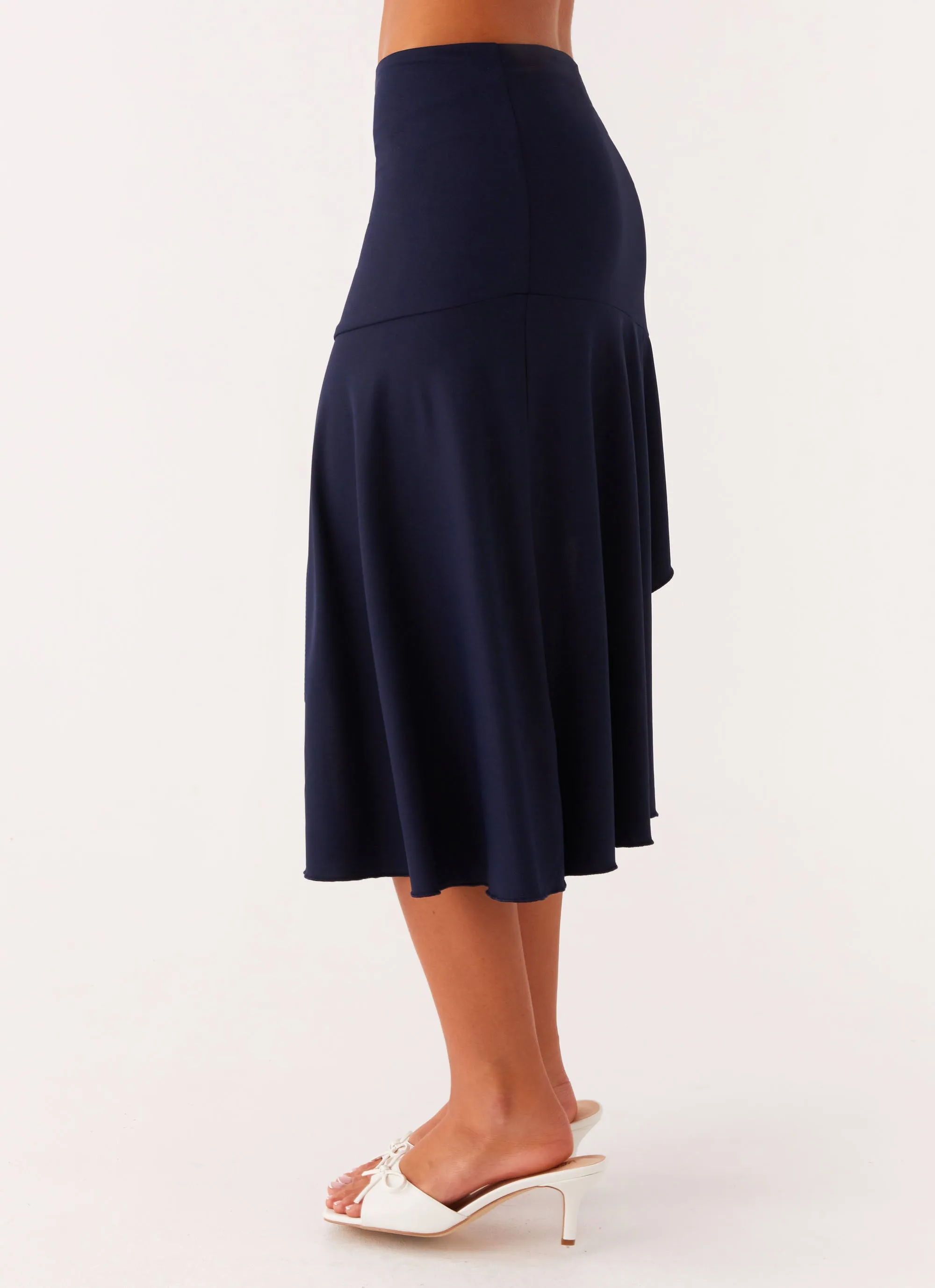 Viola Midi Skirt - Navy Sweat Resistant