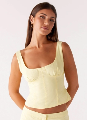 Odor Eliminating Silver Ion Coastline Bustier Top - Yellow Coastline Bustier Top - Yellow Architectural Tailoring Elasticized Waistband