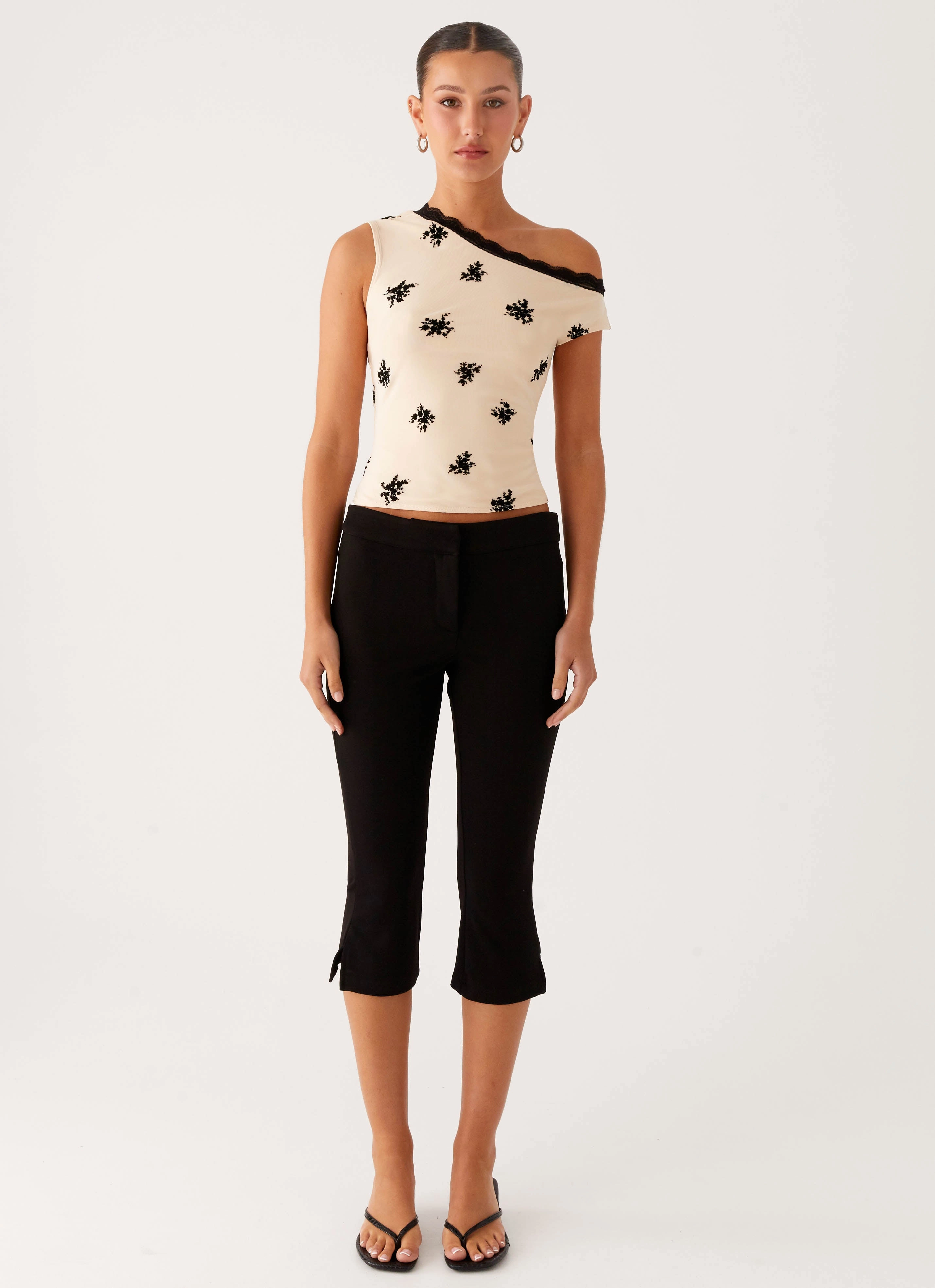 Blind Faith Flock One Shoulder Top - Cream BreathableMaterial