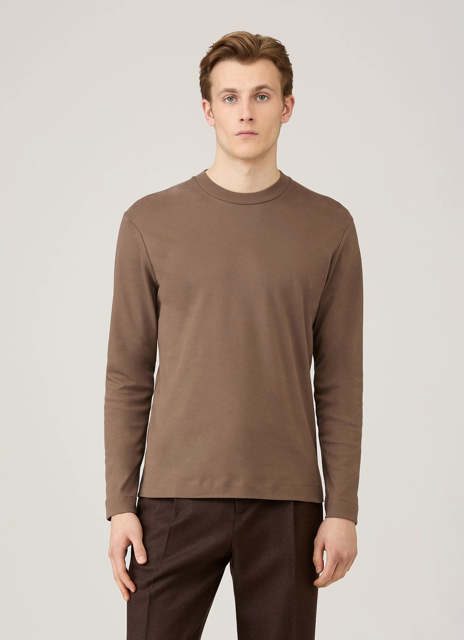 Men's Long Sleeve Heavyweight T-shirt in Bark Fit for Everyone