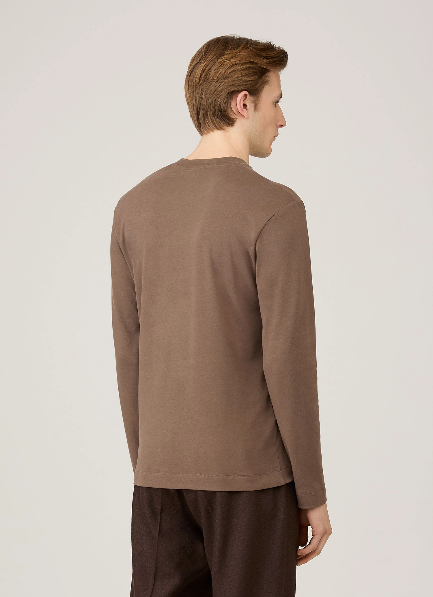 Light and Breathable High Density Fabric Men's Long Sleeve Heavyweight T-shirt in Bark