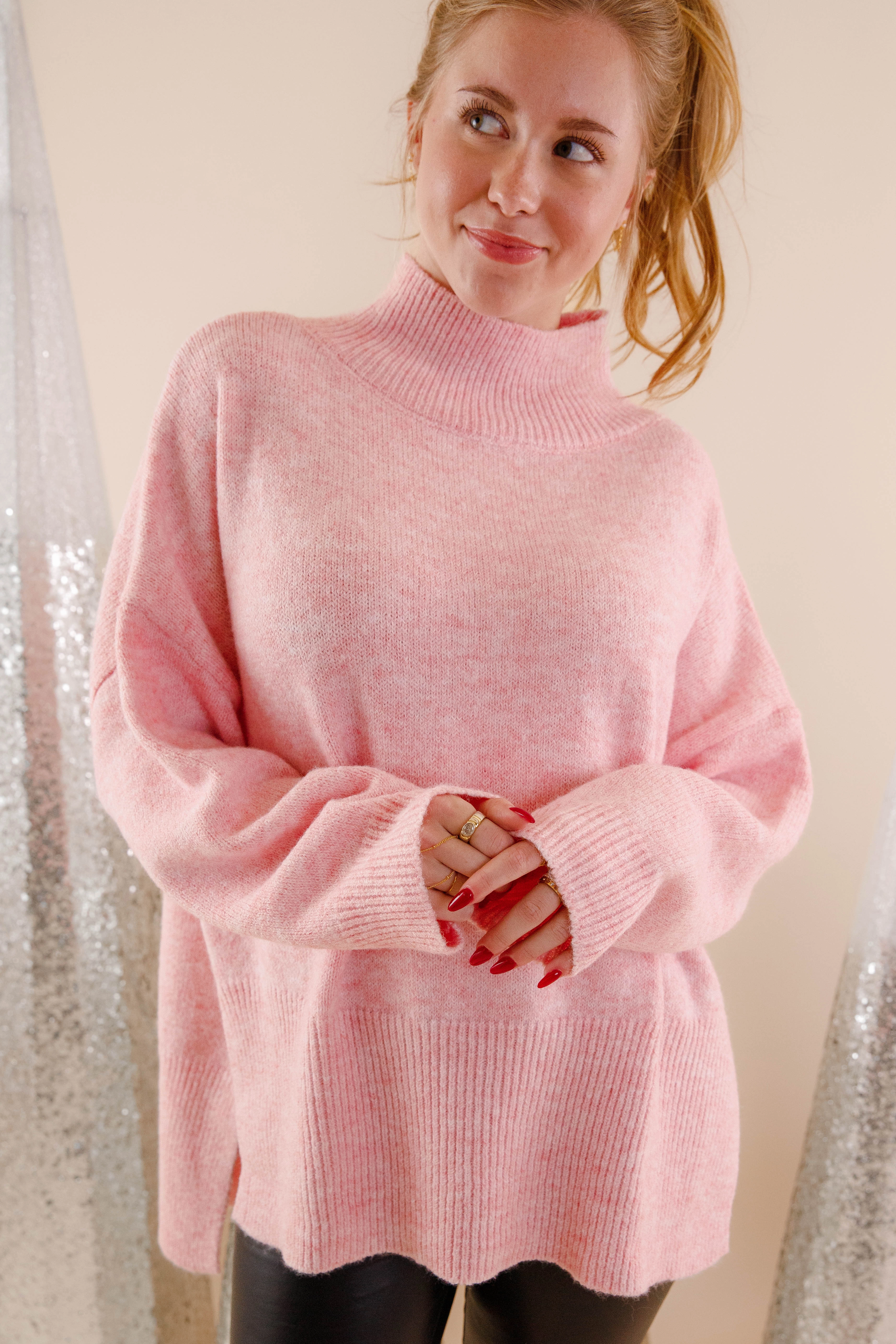 Cozy Activities Sweater-Blush WeightedHem Seamless Knit Design