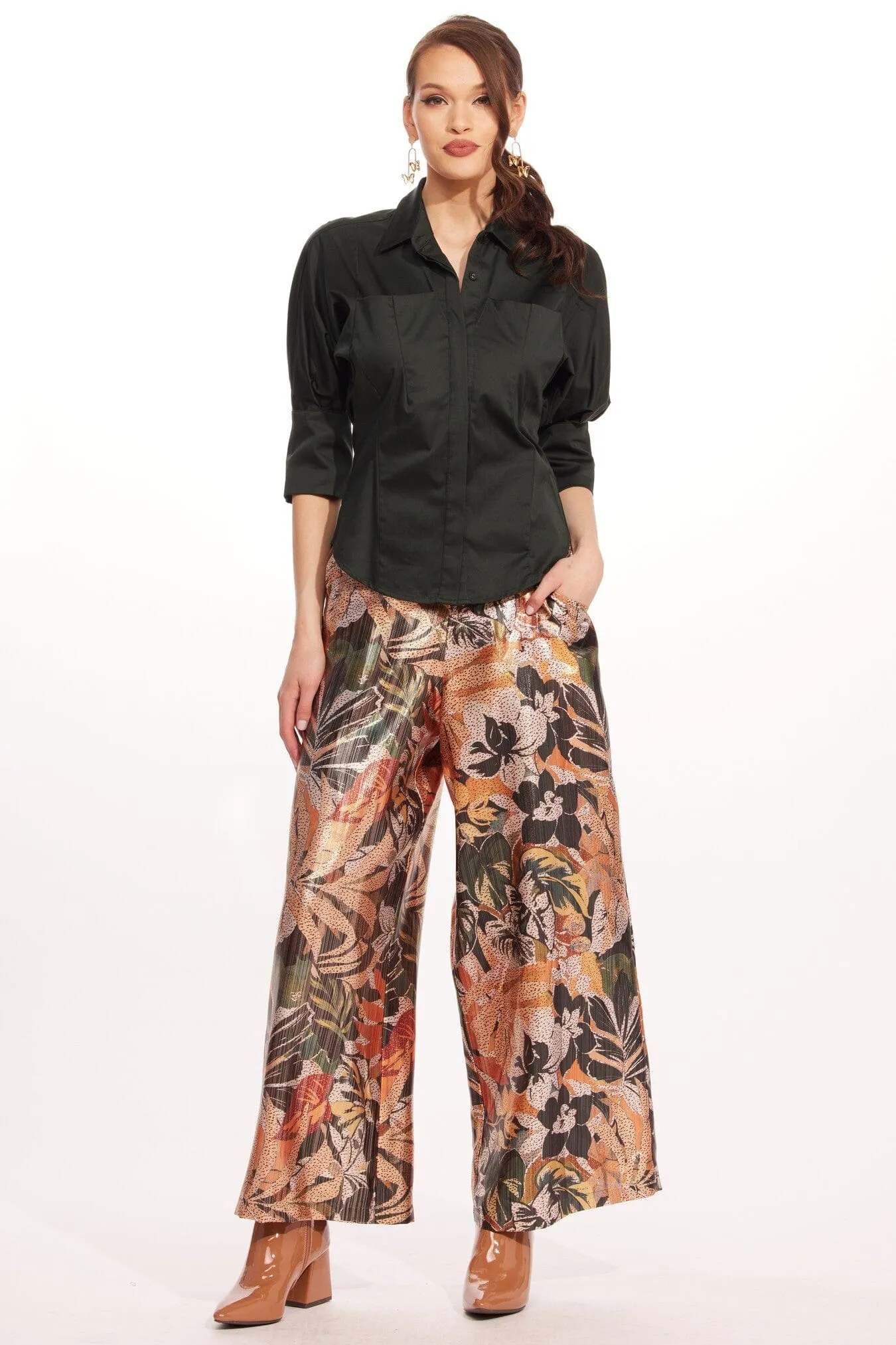 Hepburn Pant ?C Glitter Bloom Comfortable Leg Casual Stretch Wear