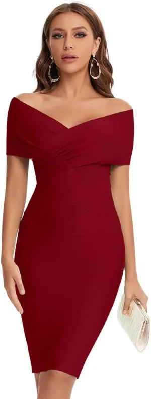 Off Shoulder Bodycon Bandage Dresses for Women