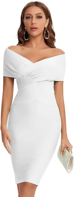 Off Shoulder Bodycon Bandage Dresses for Women