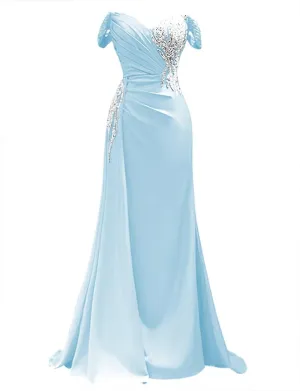Off Shoulder Bridesmaid Dresses Mermaid Prom Dresses 2024 Beaded Applique Floor Length Formal Dress