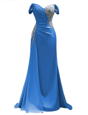 Off Shoulder Bridesmaid Dresses Mermaid Prom Dresses 2024 Beaded Applique Floor Length Formal Dress