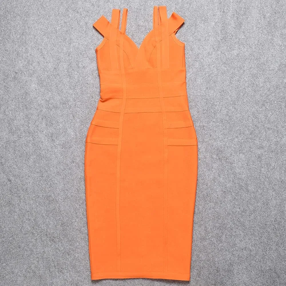 Off Shoulder V Neck Bodycon Bandage Dresses for Women