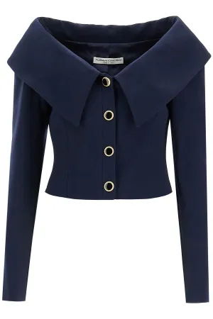 'off-shoulder virgin wool FABX3822 F4372 NAVY BLUE