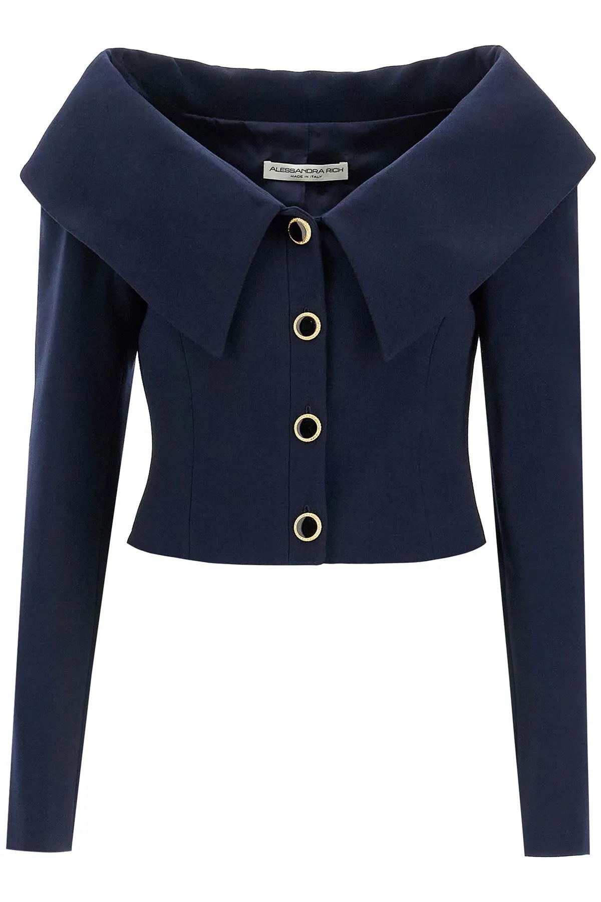 'off-shoulder virgin wool FABX3822 F4372 NAVY BLUE