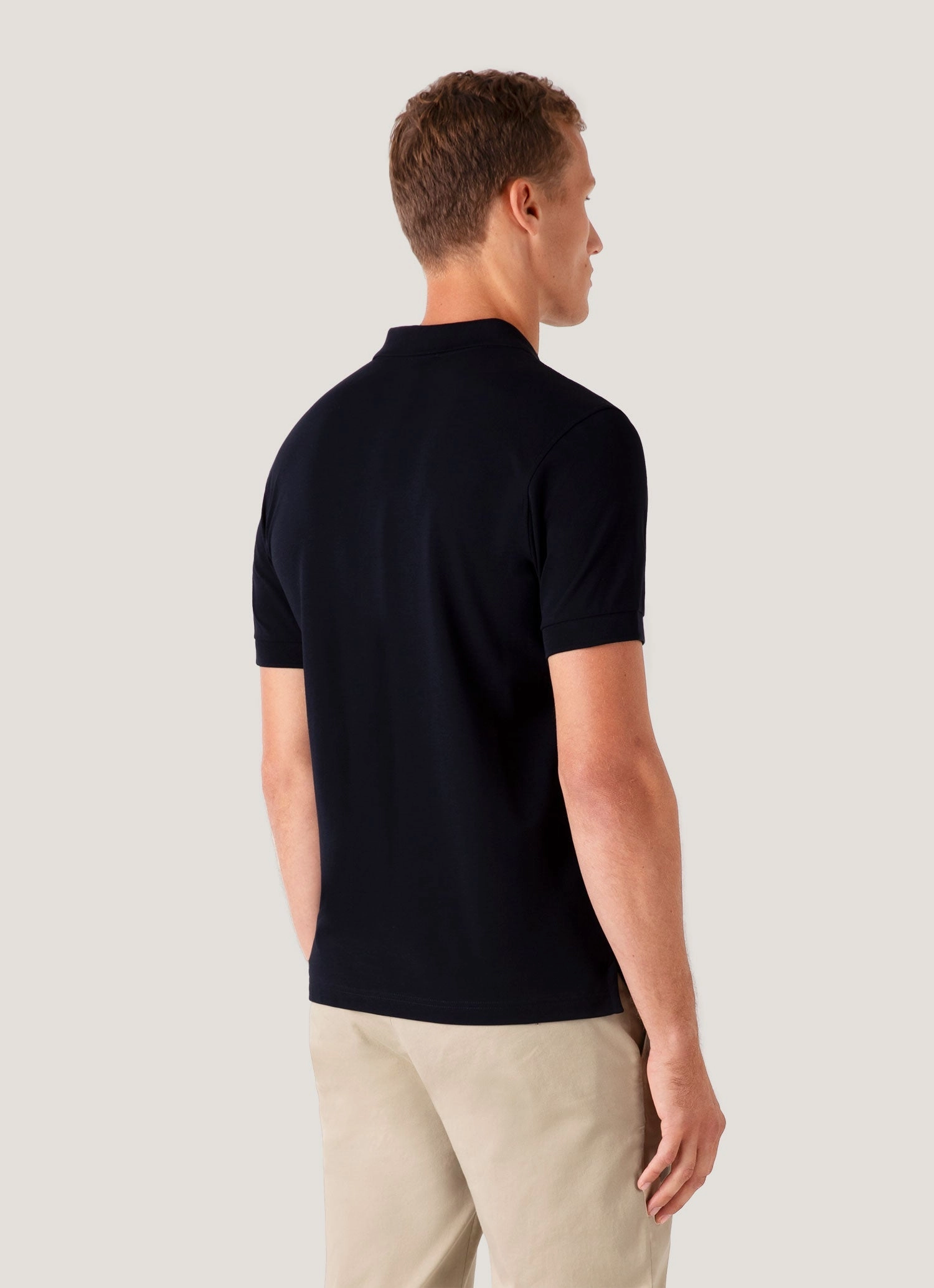 Men's Piqu?? Polo Shirt in Midnight Navy Four Button Placket Smart Layers