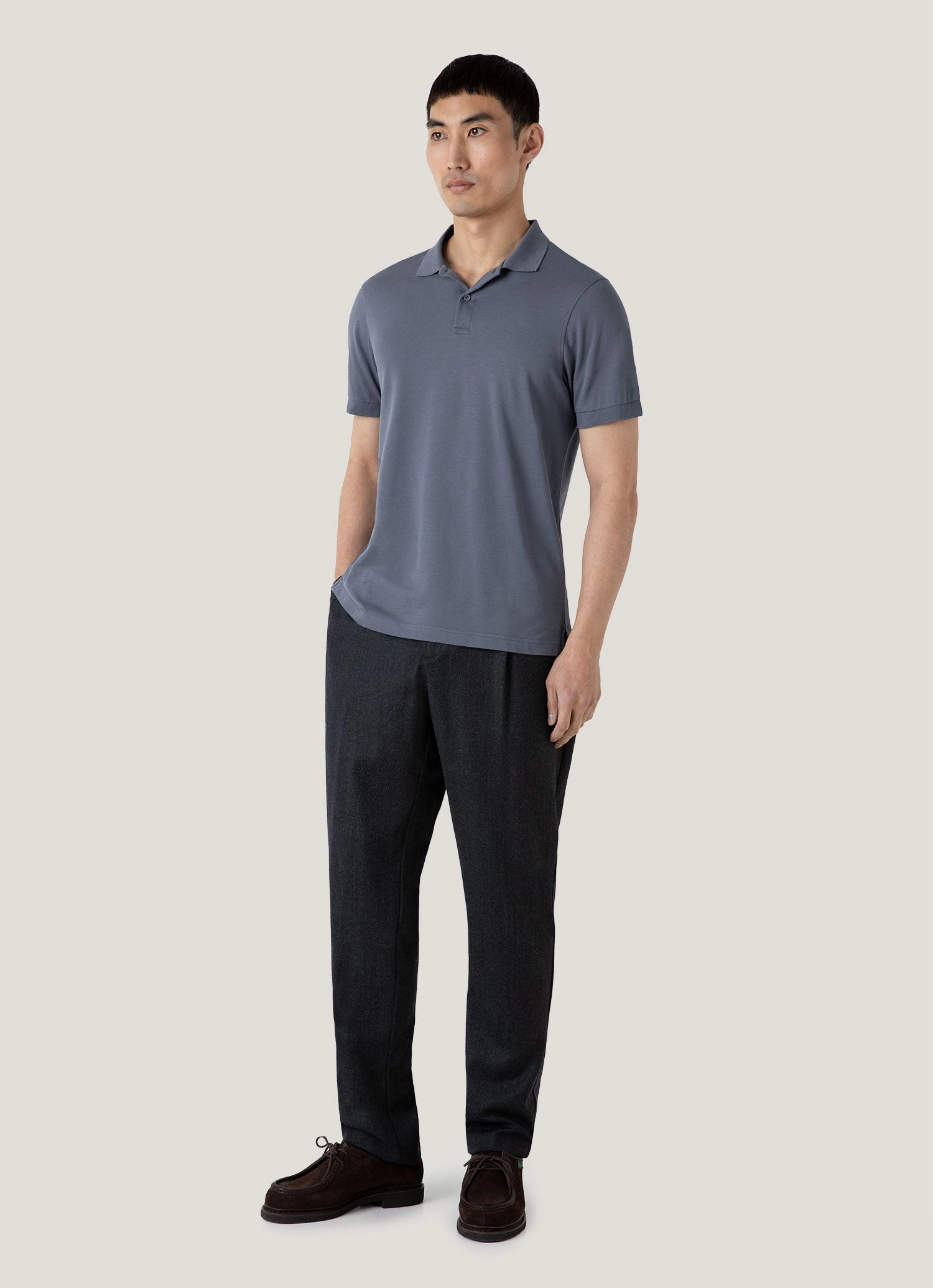 Men's Piqu?? Polo Shirt in Slate Blue Business Meeting