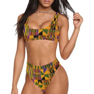 OG KENTE Sport Top & High-Waisted Bikini Swimsuit