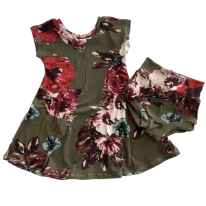 Olive floral a-line Dress