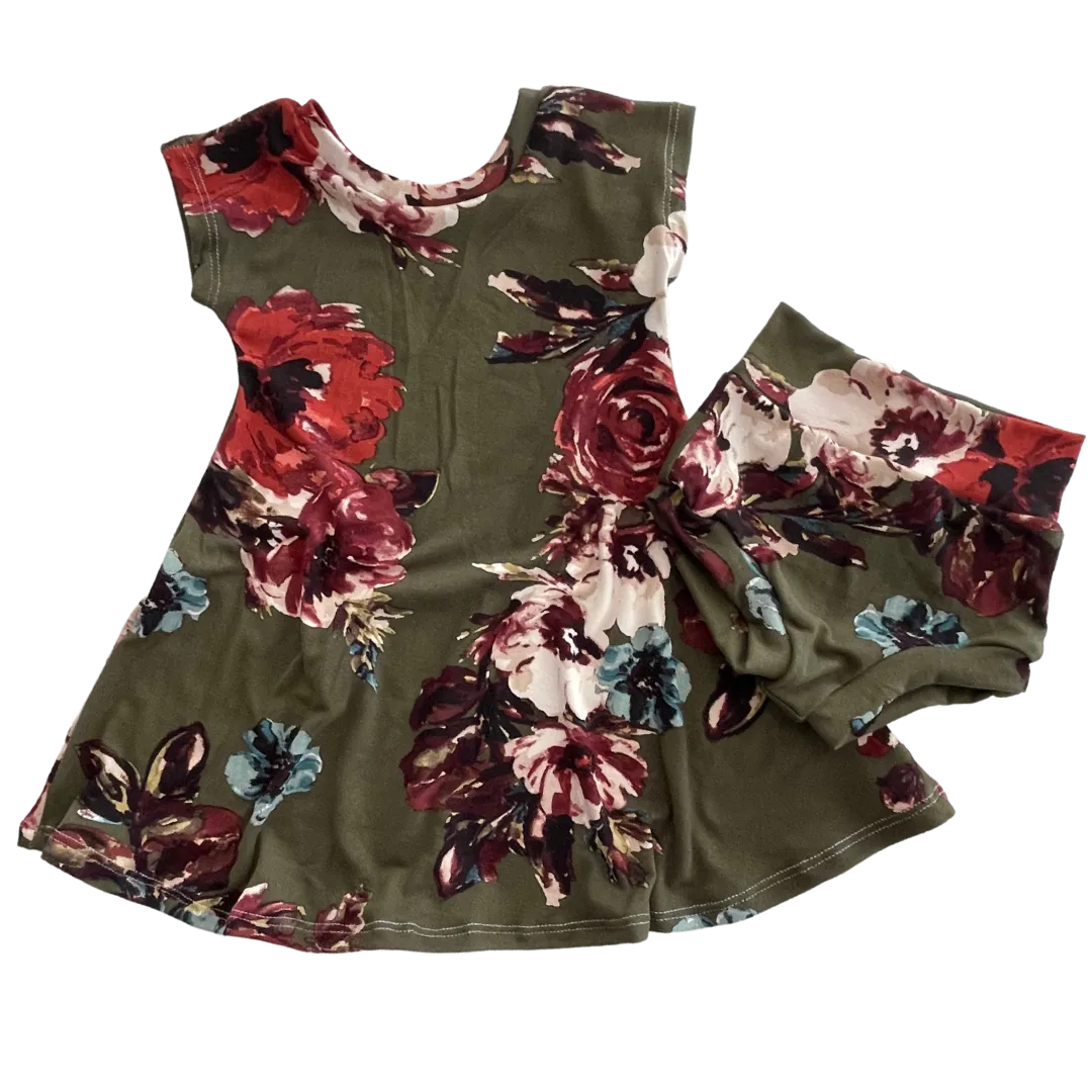 Olive floral a-line Dress