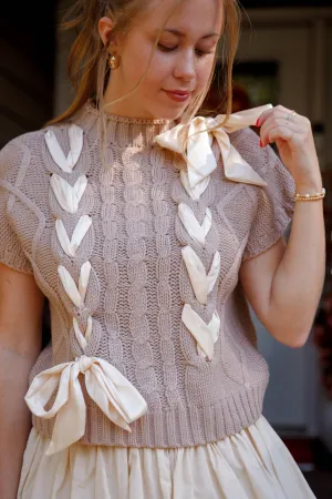 On My Way Home Sweater Vest-Taupe DoubleStitch Hemming Layered Shoulder BondedShoulderTaping On My Way Home Sweater Vest-Taupe