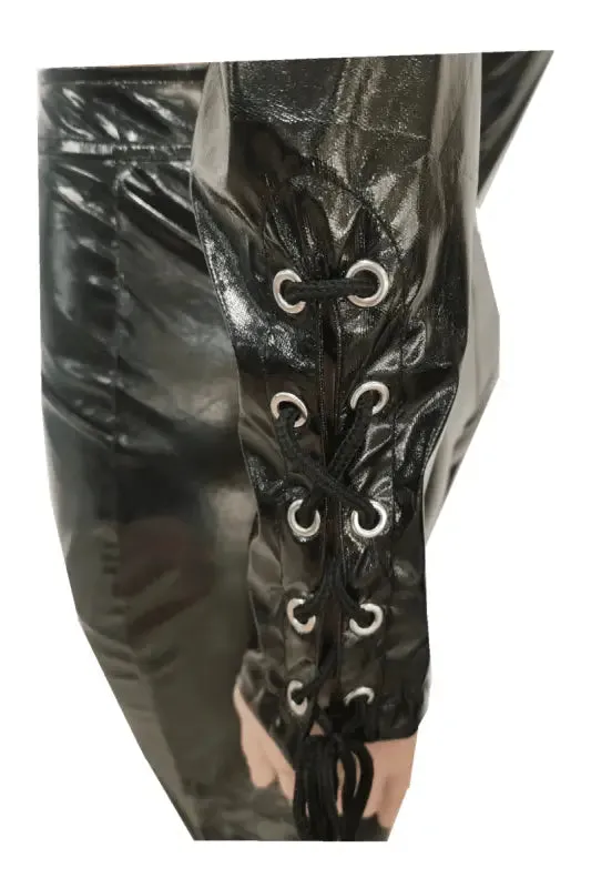 On The Side Lace-Up PU Leather Pant Set (S-2XL)