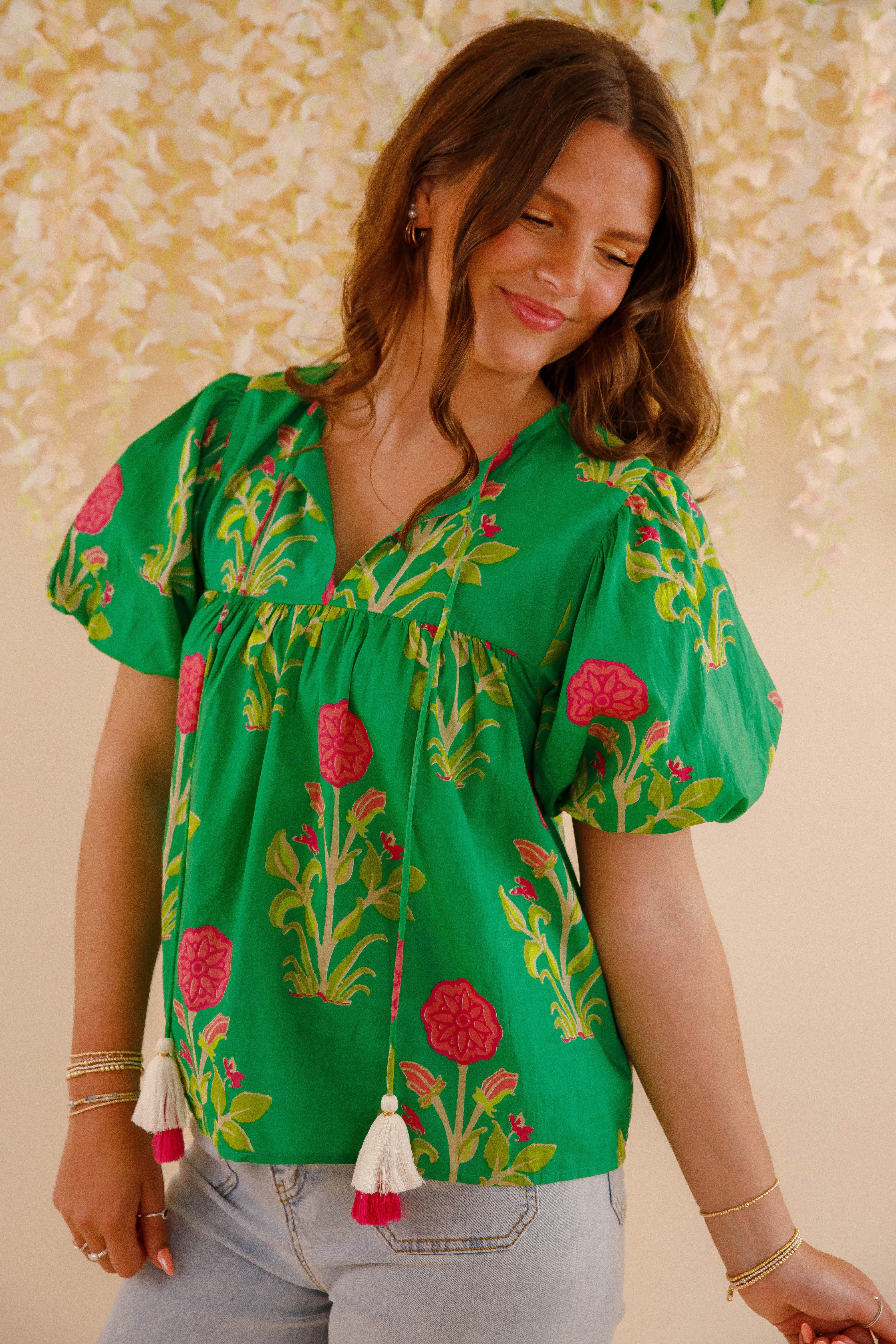 On The Move Blouse-Green Cozy Wear