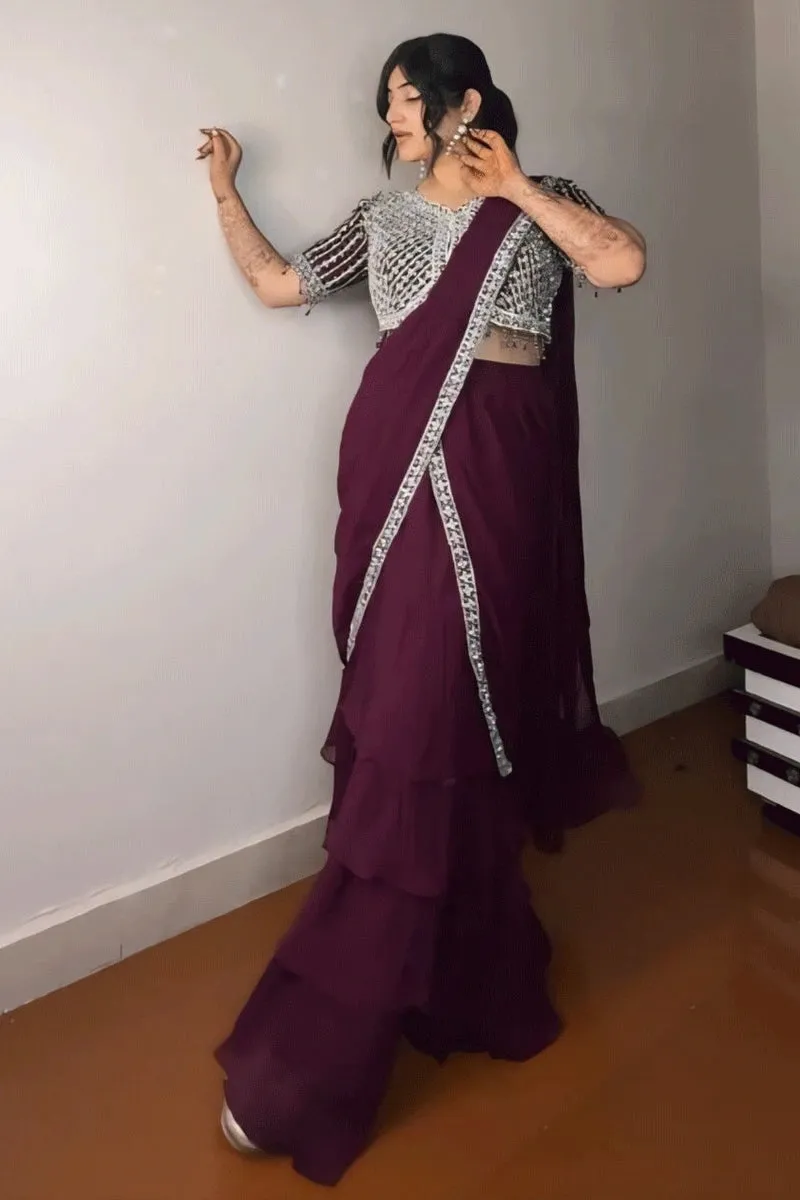 One Minute Ready To Wear Saree For Reception Party