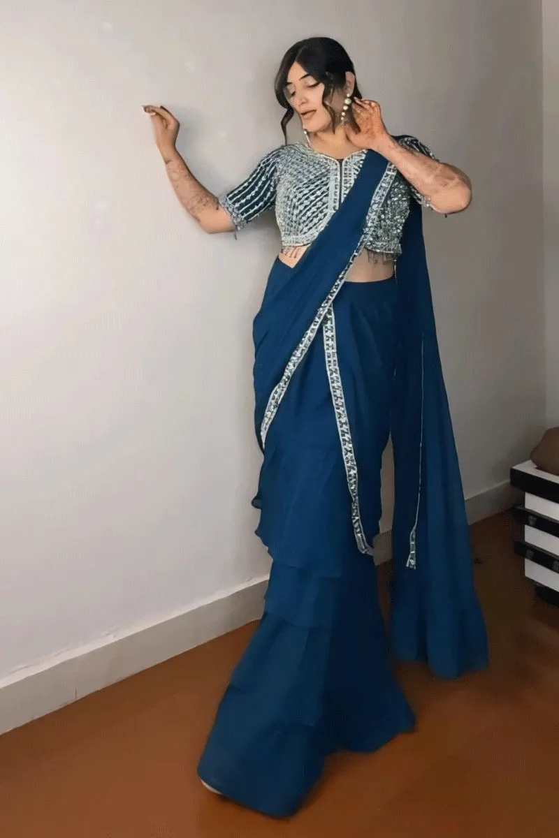 One Minute Ready To Wear Saree For Reception Party