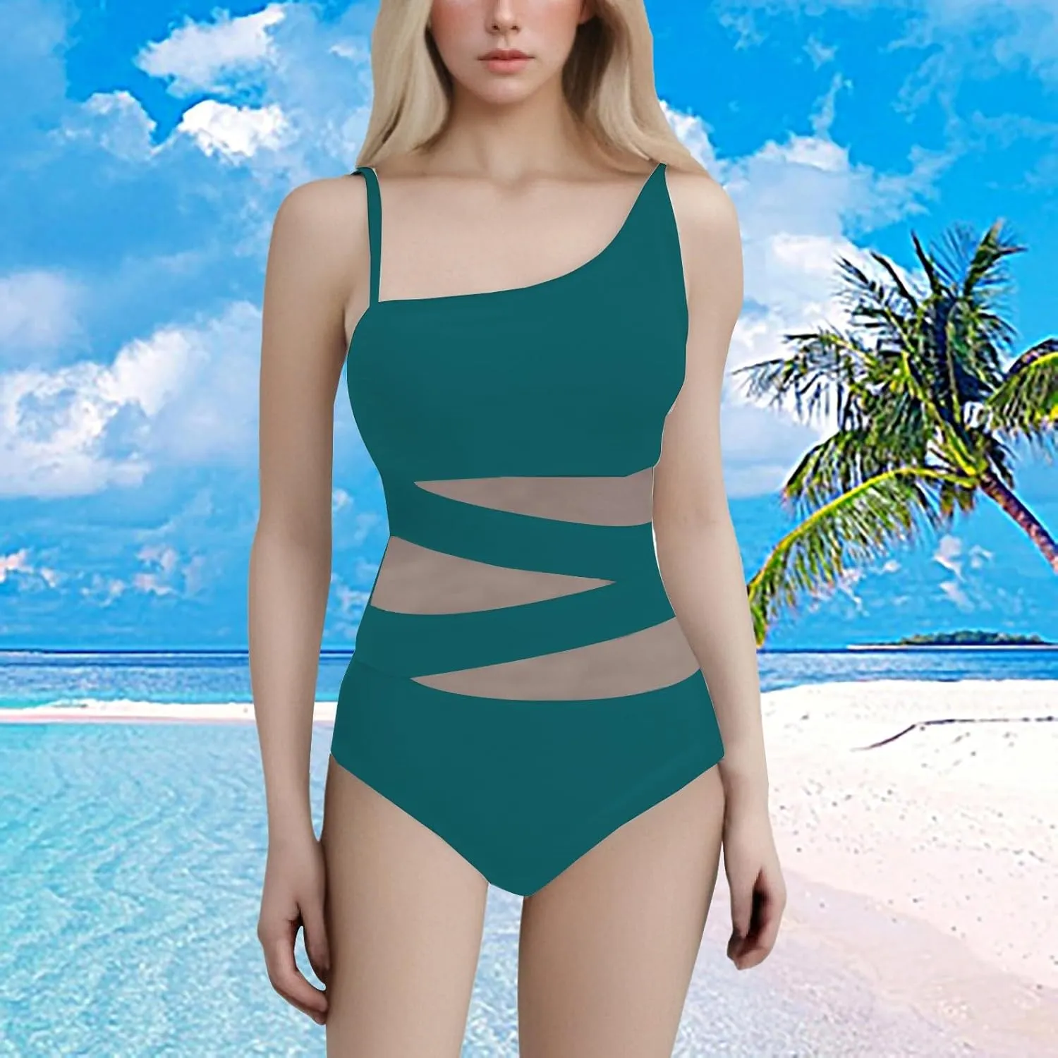 One Piece Bathing Suit Women's Slimming and Shielding Two Swimsuit for Women with Straps Women's Ribbed One Piece