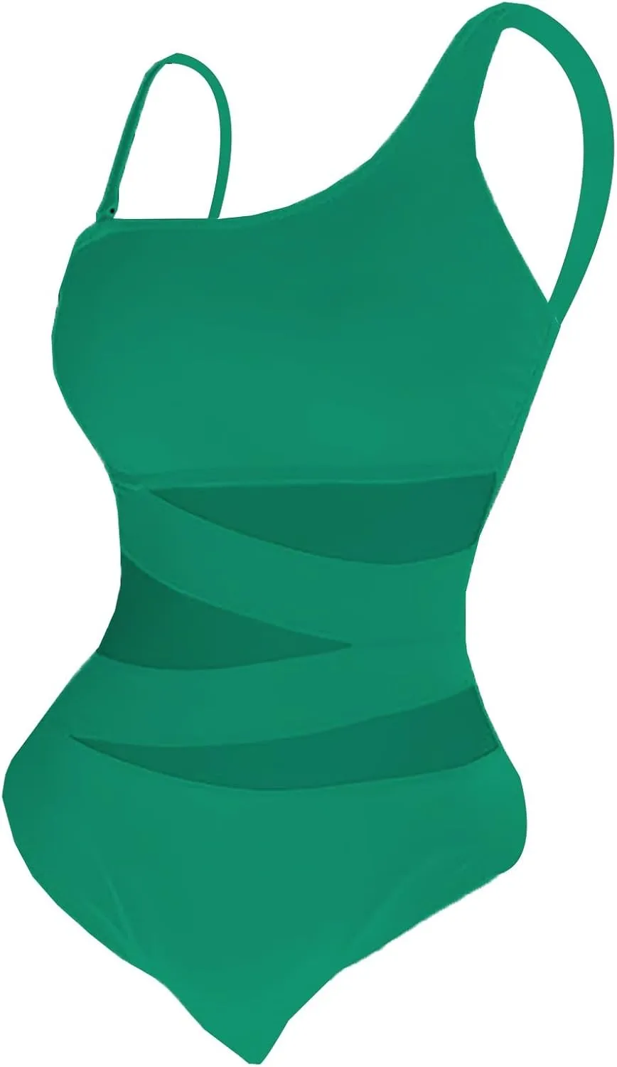 One Piece Bathing Suit Women's Slimming and Shielding Two Swimsuit for Women with Straps Women's Ribbed One Piece