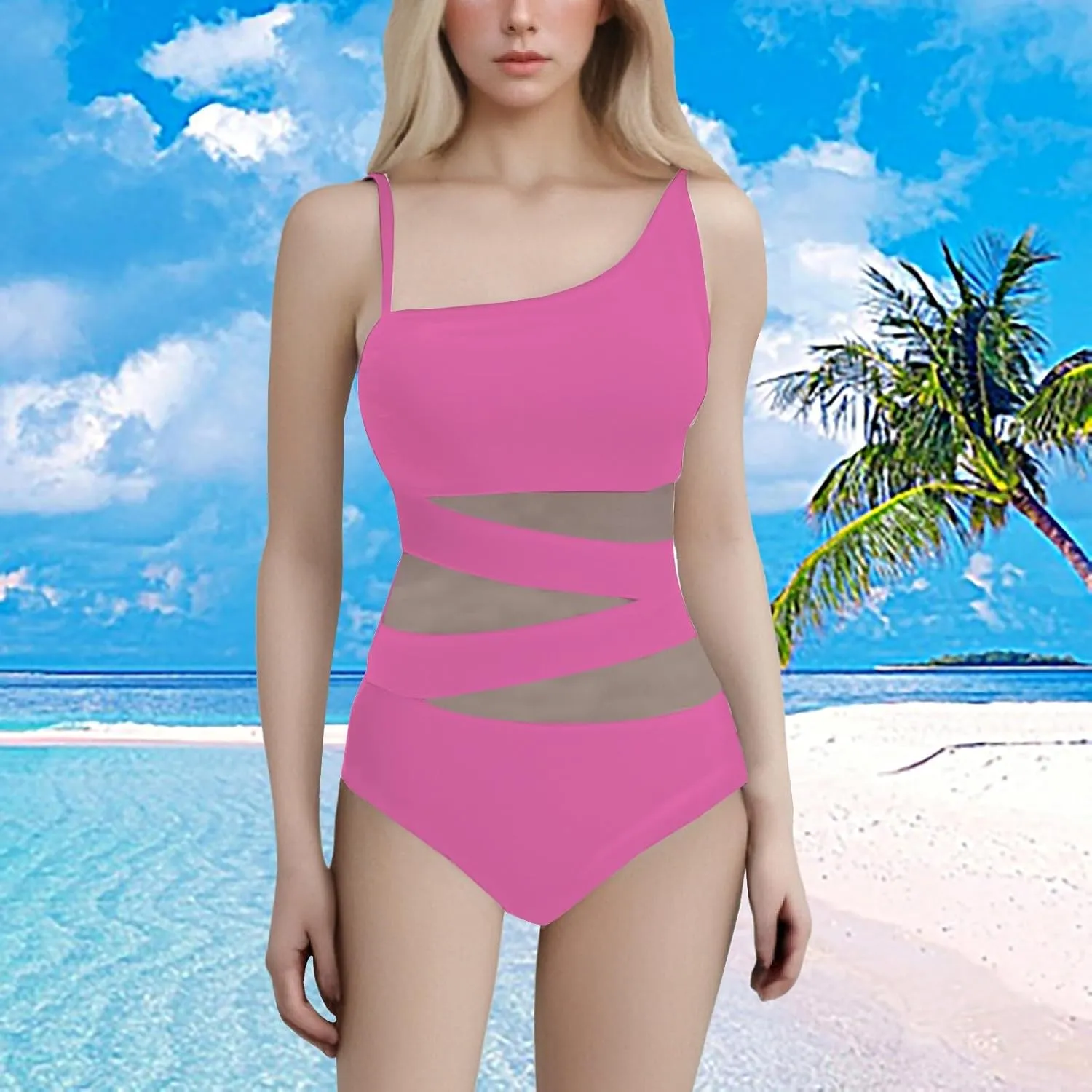 One Piece Bathing Suit Women's Slimming and Shielding Two Swimsuit for Women with Straps Women's Ribbed One Piece