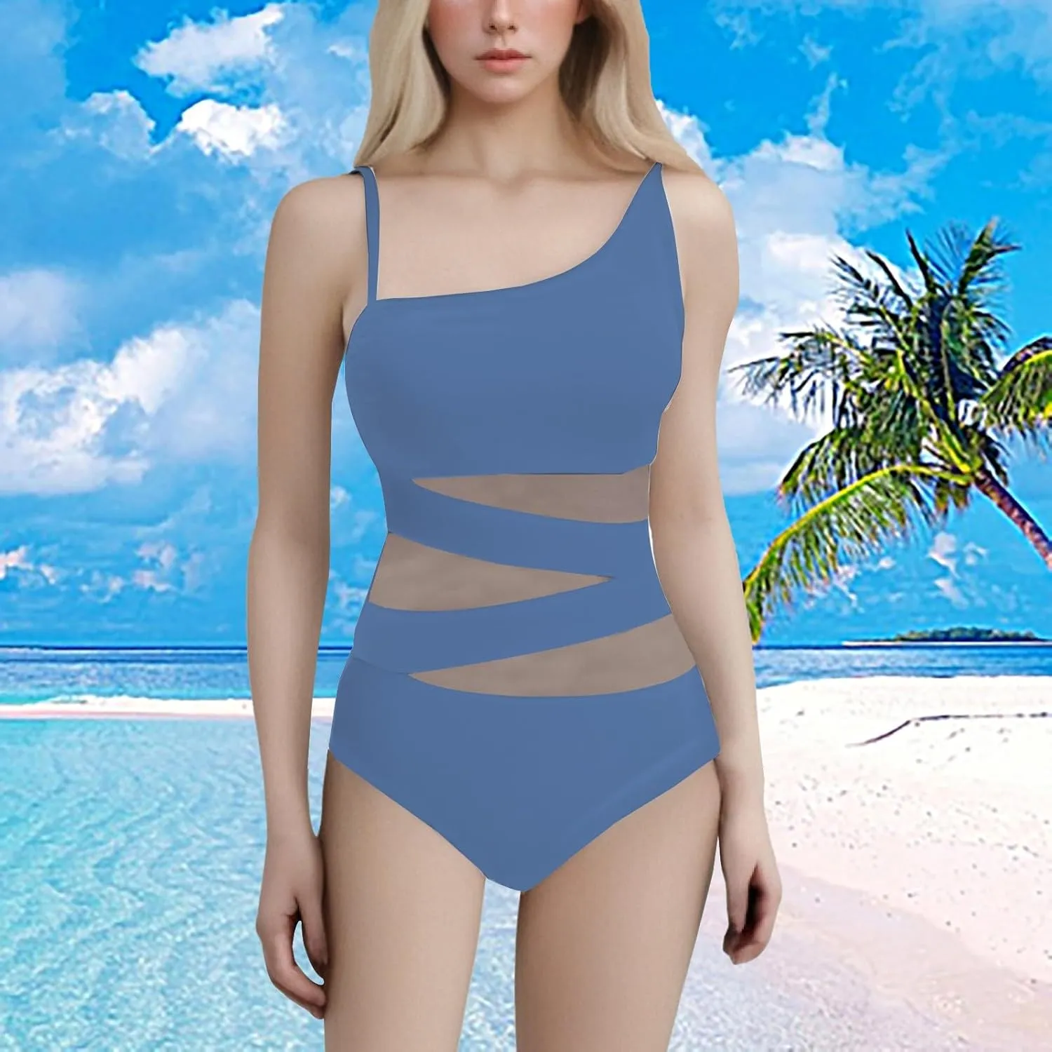 One Piece Bathing Suit Women's Slimming and Shielding Two Swimsuit for Women with Straps Women's Ribbed One Piece