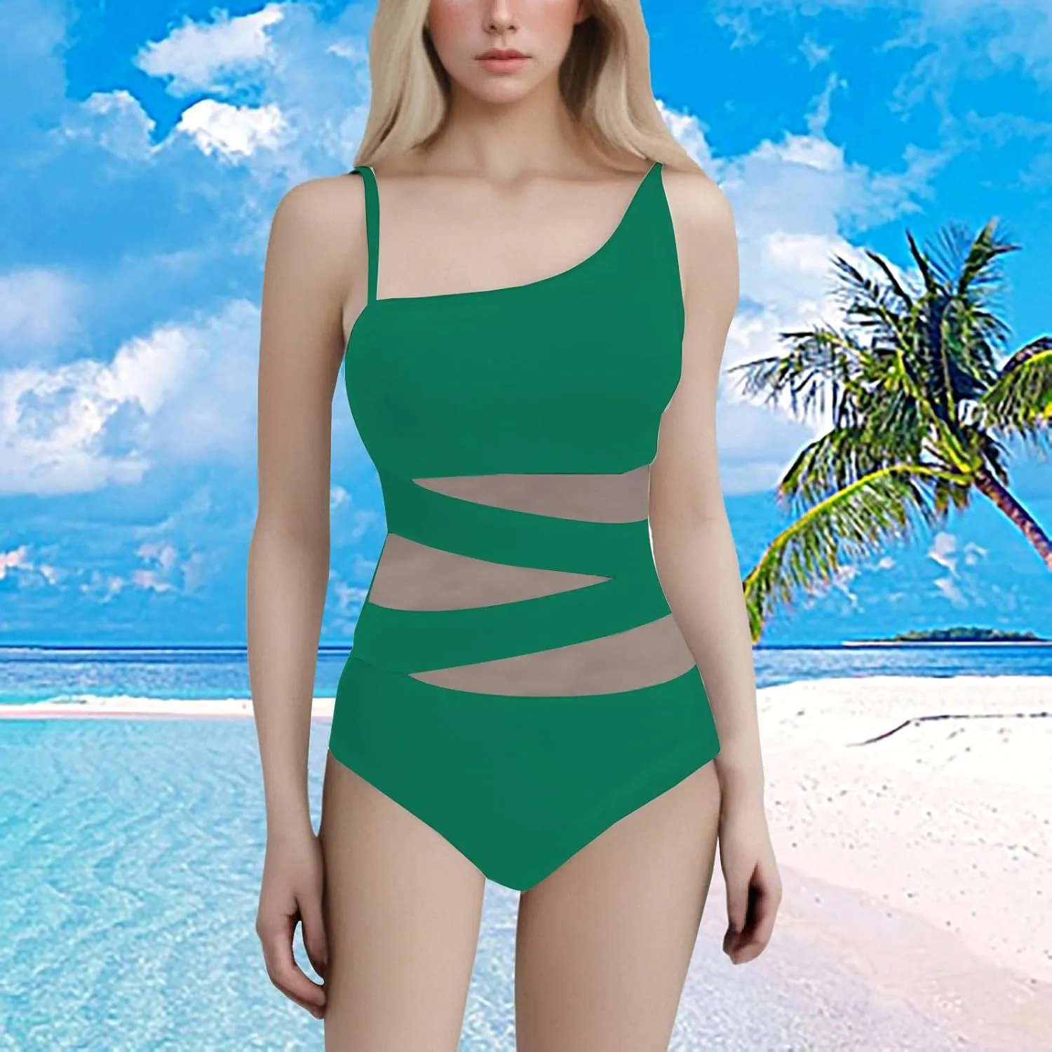 One Piece Bathing Suit Women's Slimming and Shielding Two Swimsuit for Women with Straps Women's Ribbed One Piece