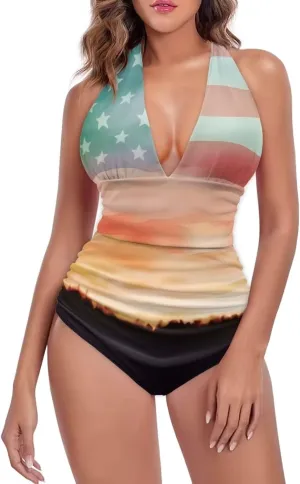 One Piece Swimsuits Swimwear for Women Tummy Control Bathing Suit Ruffle Tummy Control Swimwear