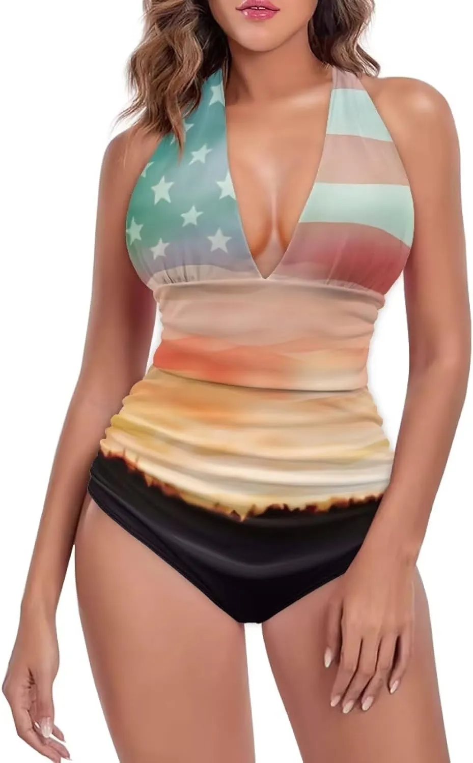 One Piece Swimsuits Swimwear for Women Tummy Control Bathing Suit Ruffle Tummy Control Swimwear