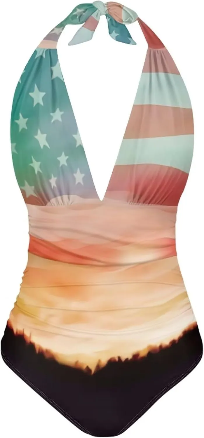 One Piece Swimsuits Swimwear for Women Tummy Control Bathing Suit Ruffle Tummy Control Swimwear