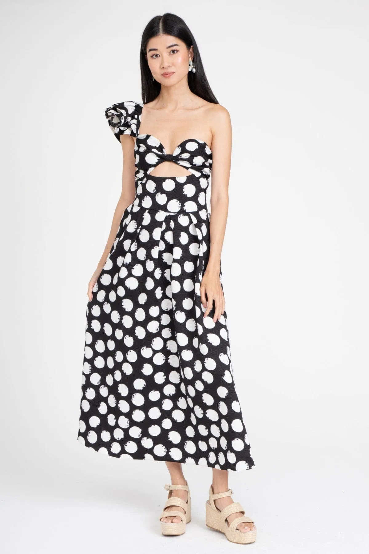 Sophisticated Touch Timeless Trend One Shoulder Dress ?C Black and White