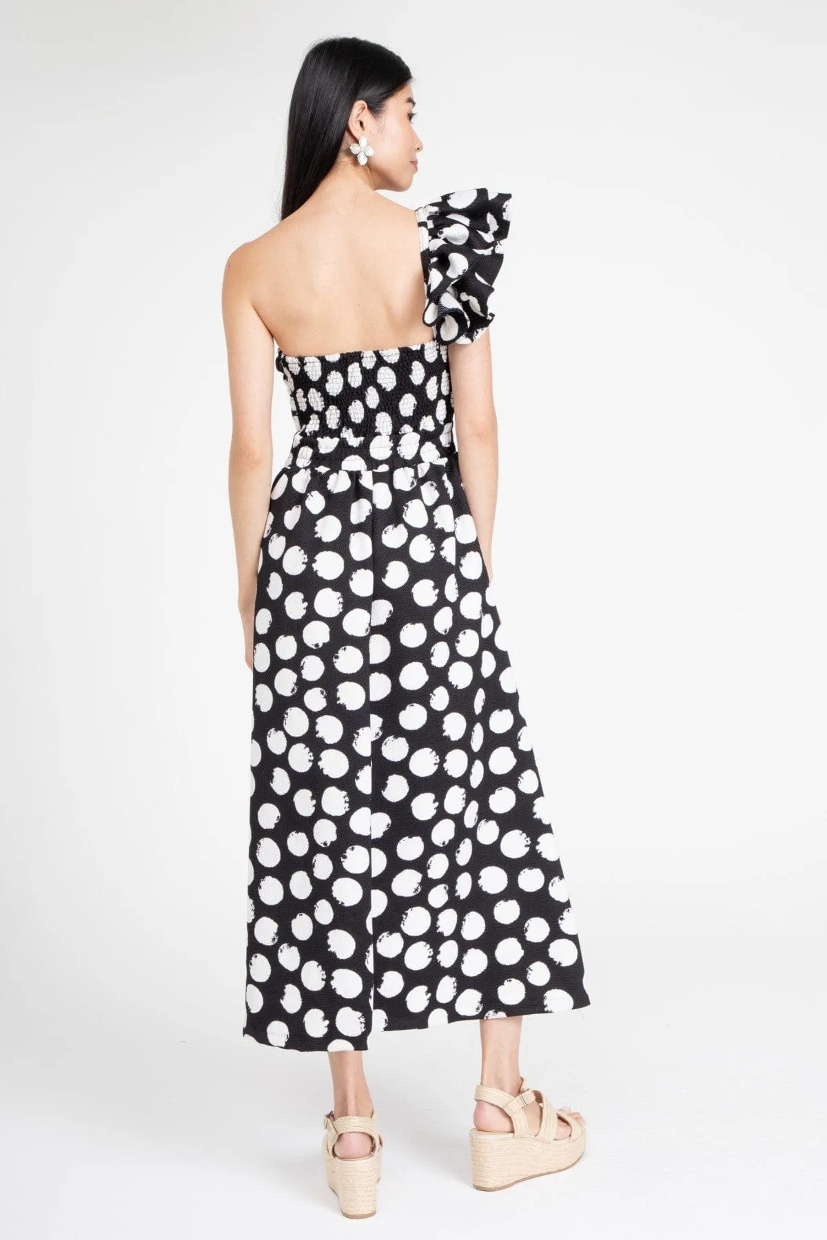Comfy Fit One Shoulder Dress ?C Black and White