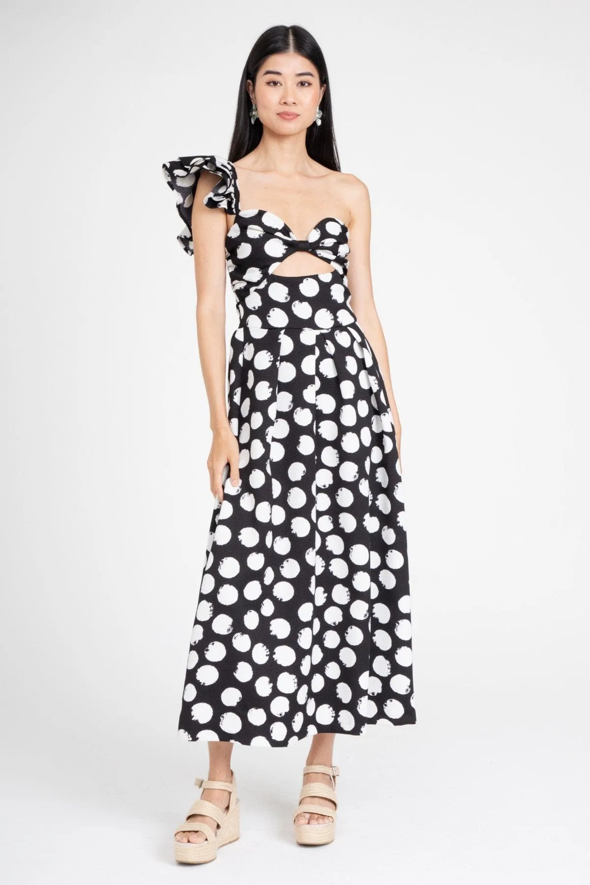 One Shoulder Dress ?C Black and White Lounge Cut
