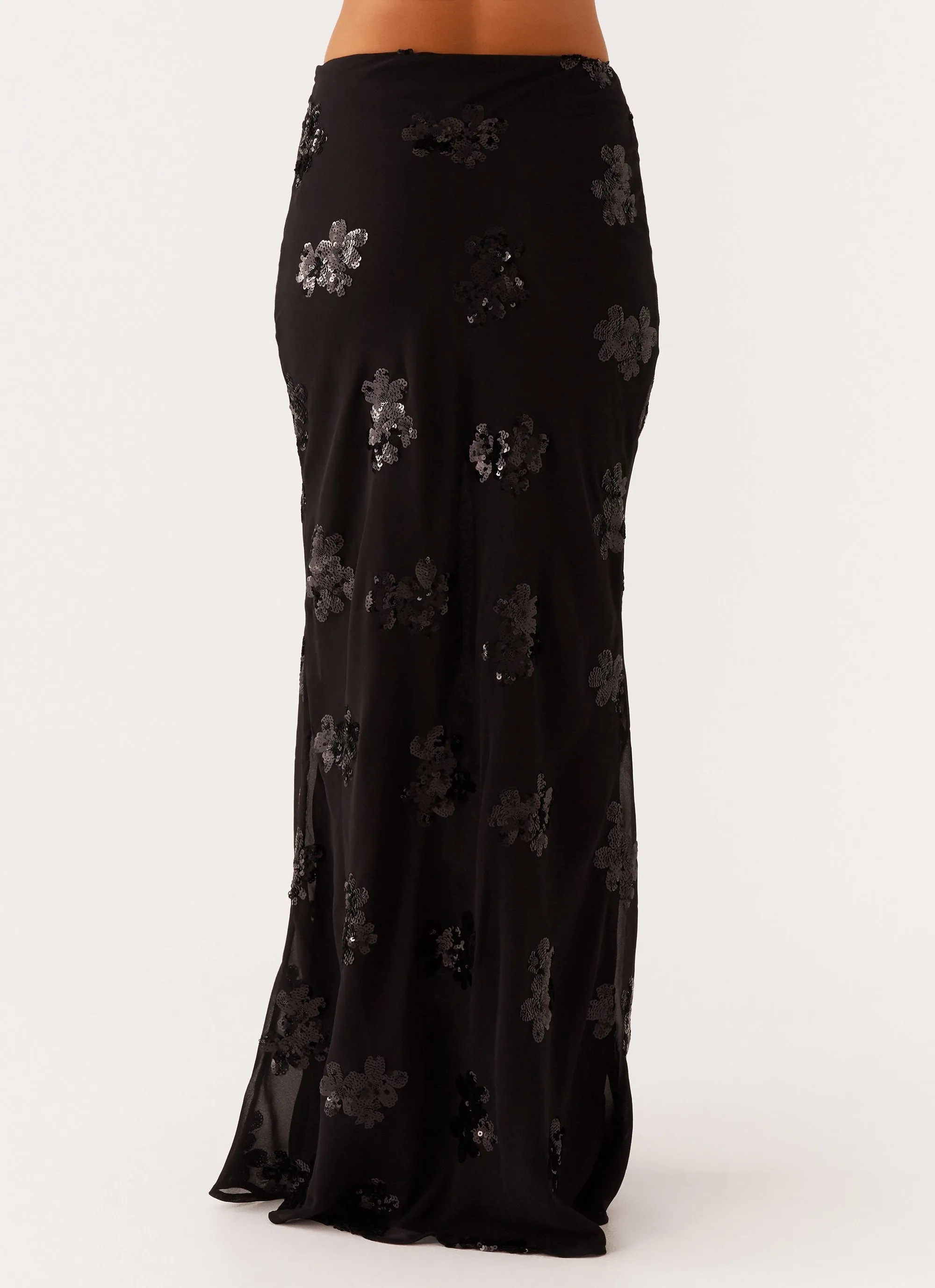 Only Girl Sequin Maxi Skirt - Black No Ride Up Design Outdoor Lifestyle