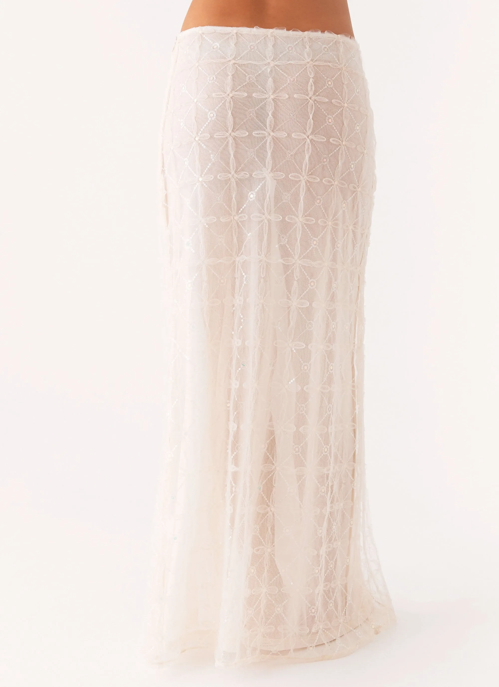 Flattering Style Opal Sequin Maxi Skirt - White