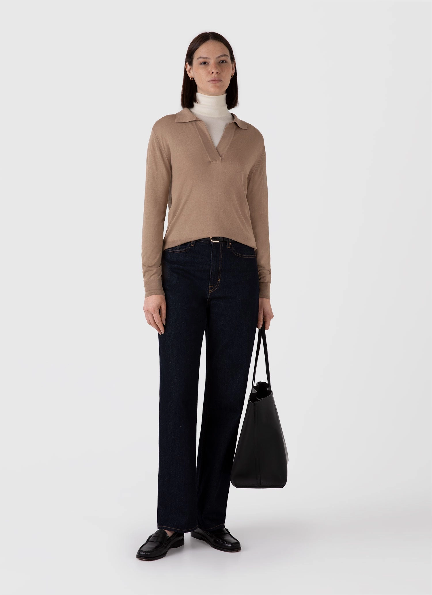 Women's Mulberry Silk Polo in Oat City Casual Outer Comfort