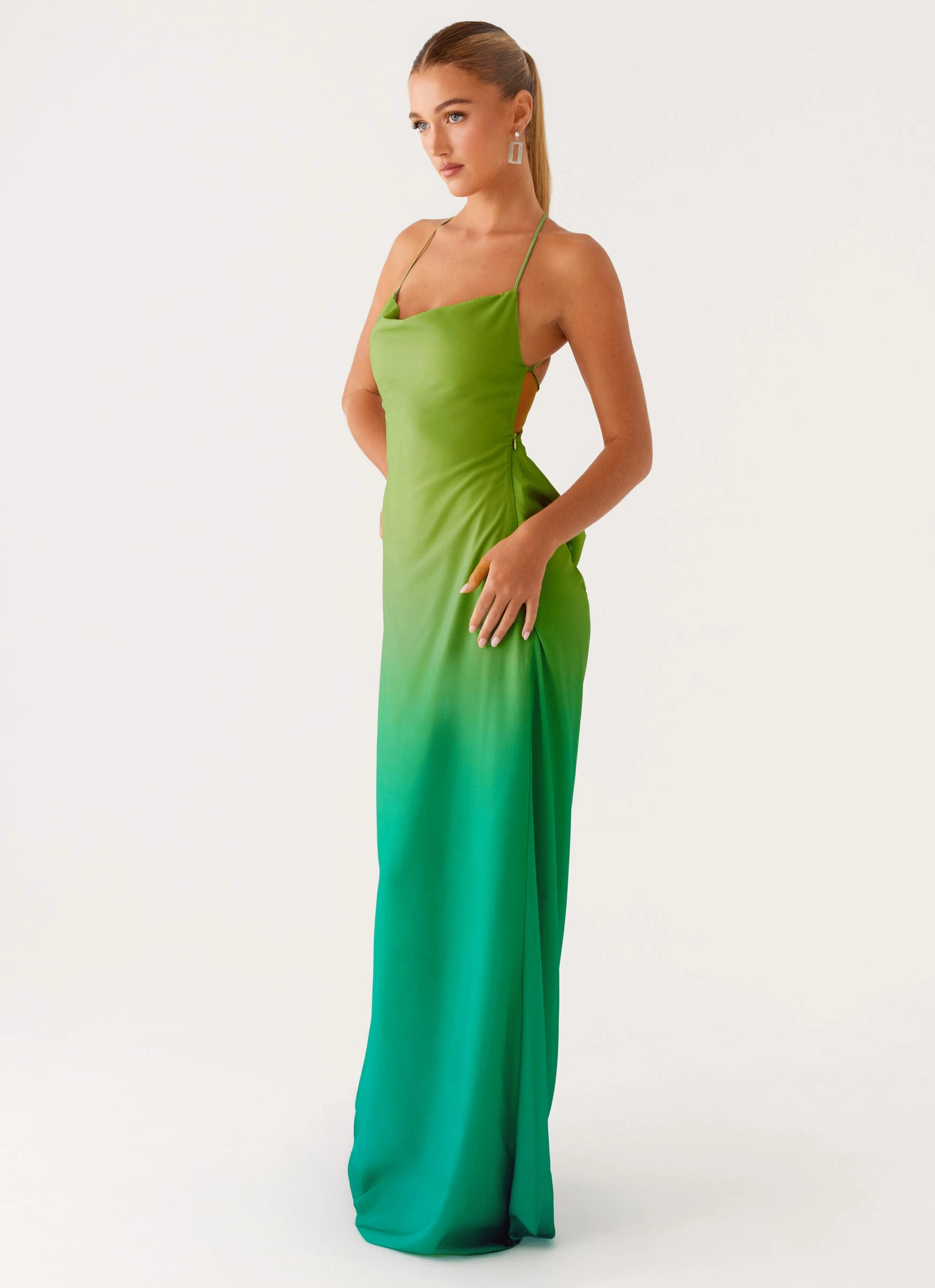 Striped-Pattern Comfy Look Opposites Attract Maxi Dress - Green Ombre
