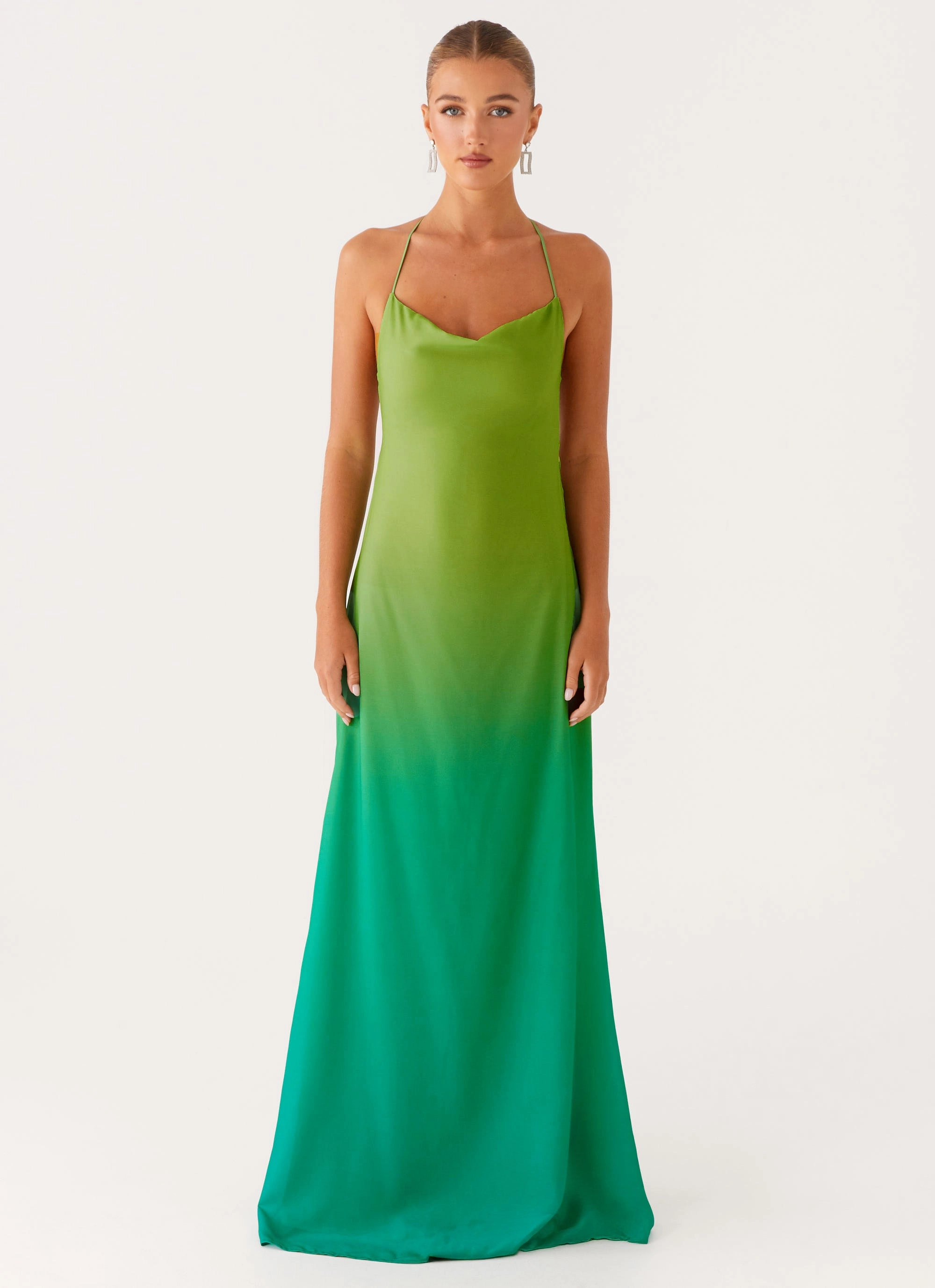 Cozy Touch Coastal Chic Opposites Attract Maxi Dress - Green Ombre