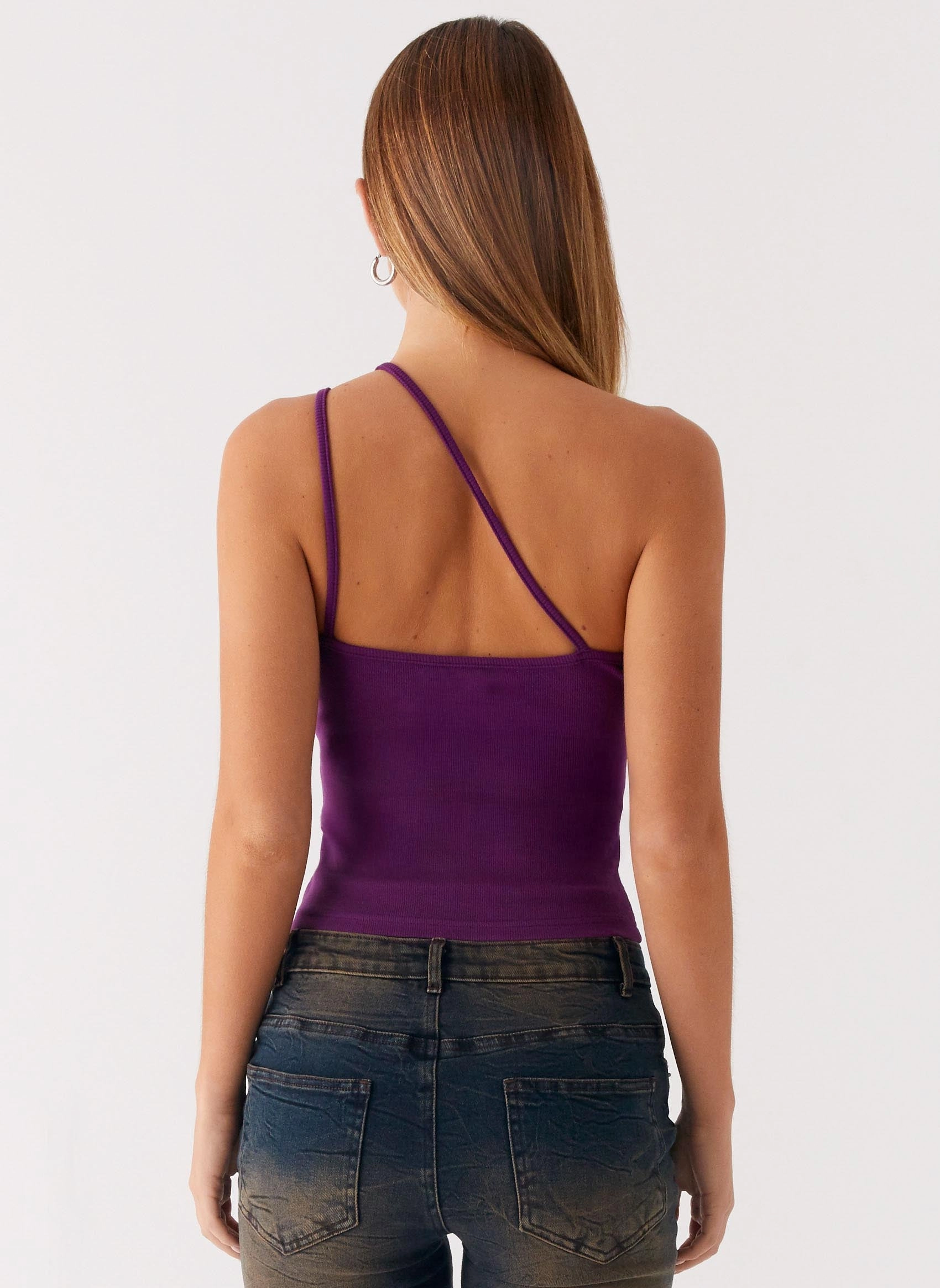 Optix Button Front Top - Plum Sustainable Material Blend ConvertibleSleeves